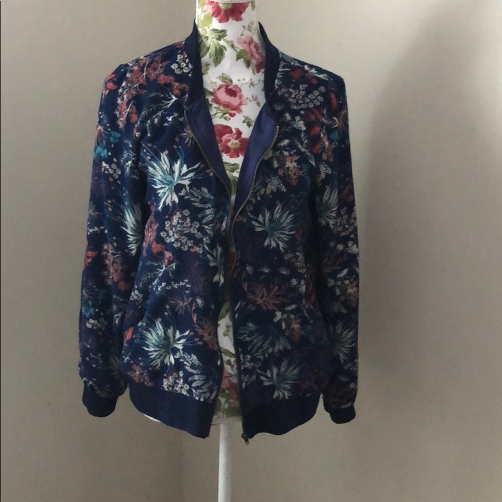 Navy Floral Bomber